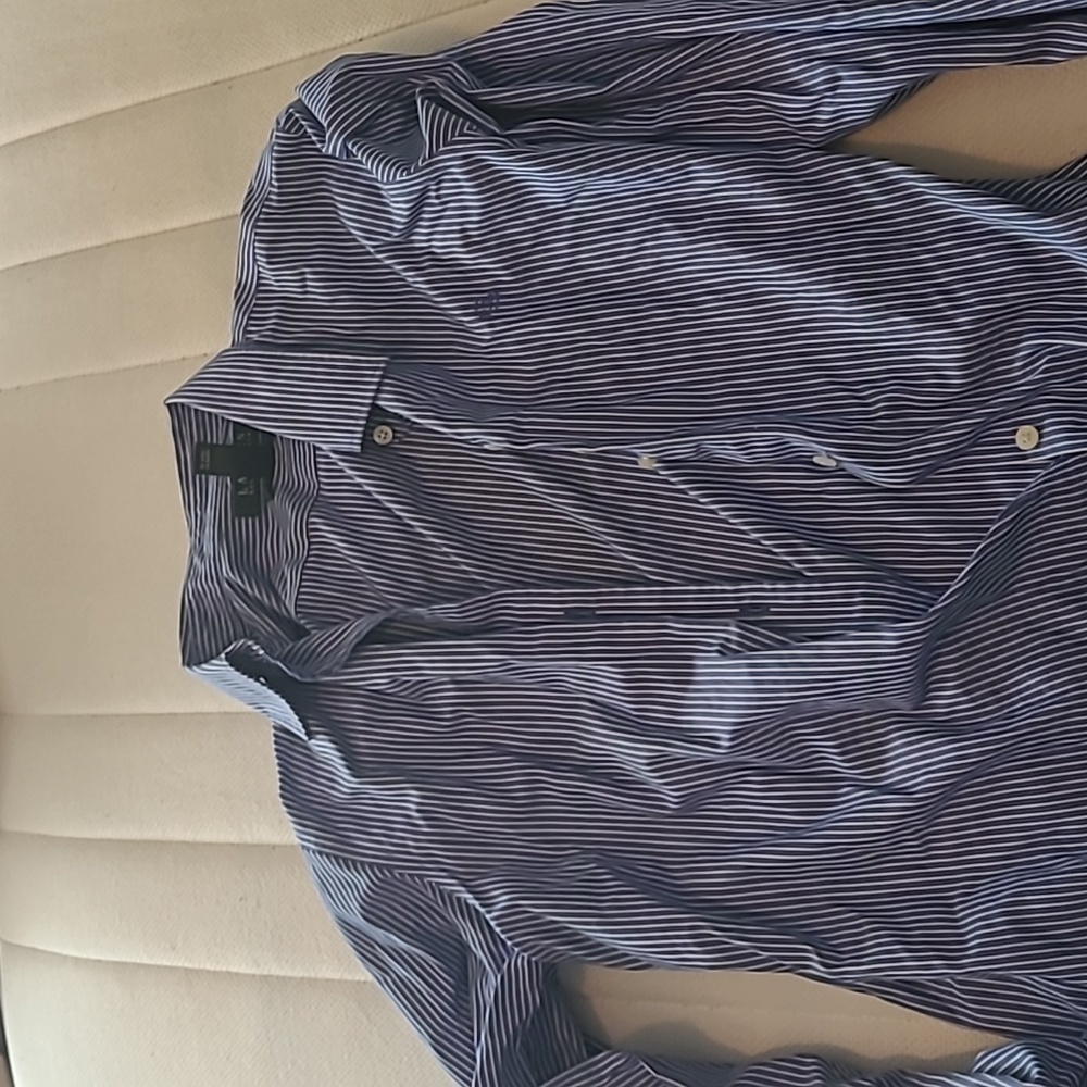 Lauren Ralph Lauren blue white button up S